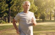 A man is running outside