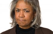 A woman looking angry
