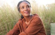 Woman sitting in a field